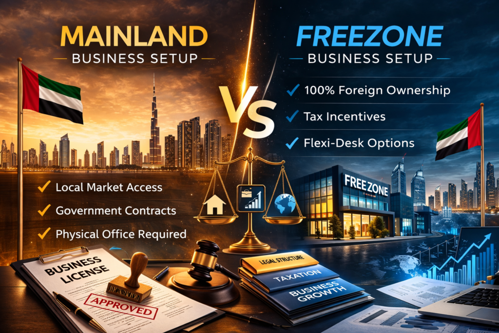 Comparison between mainland and free zone companies in the UAE
