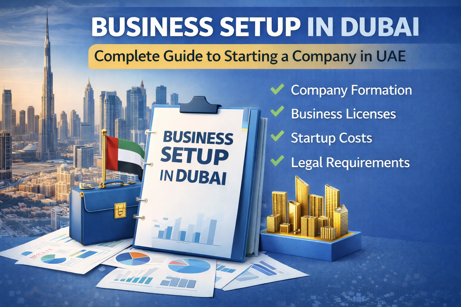 Business setup in Dubai showing company formation process, legal requirements, and starting a company in the UAE