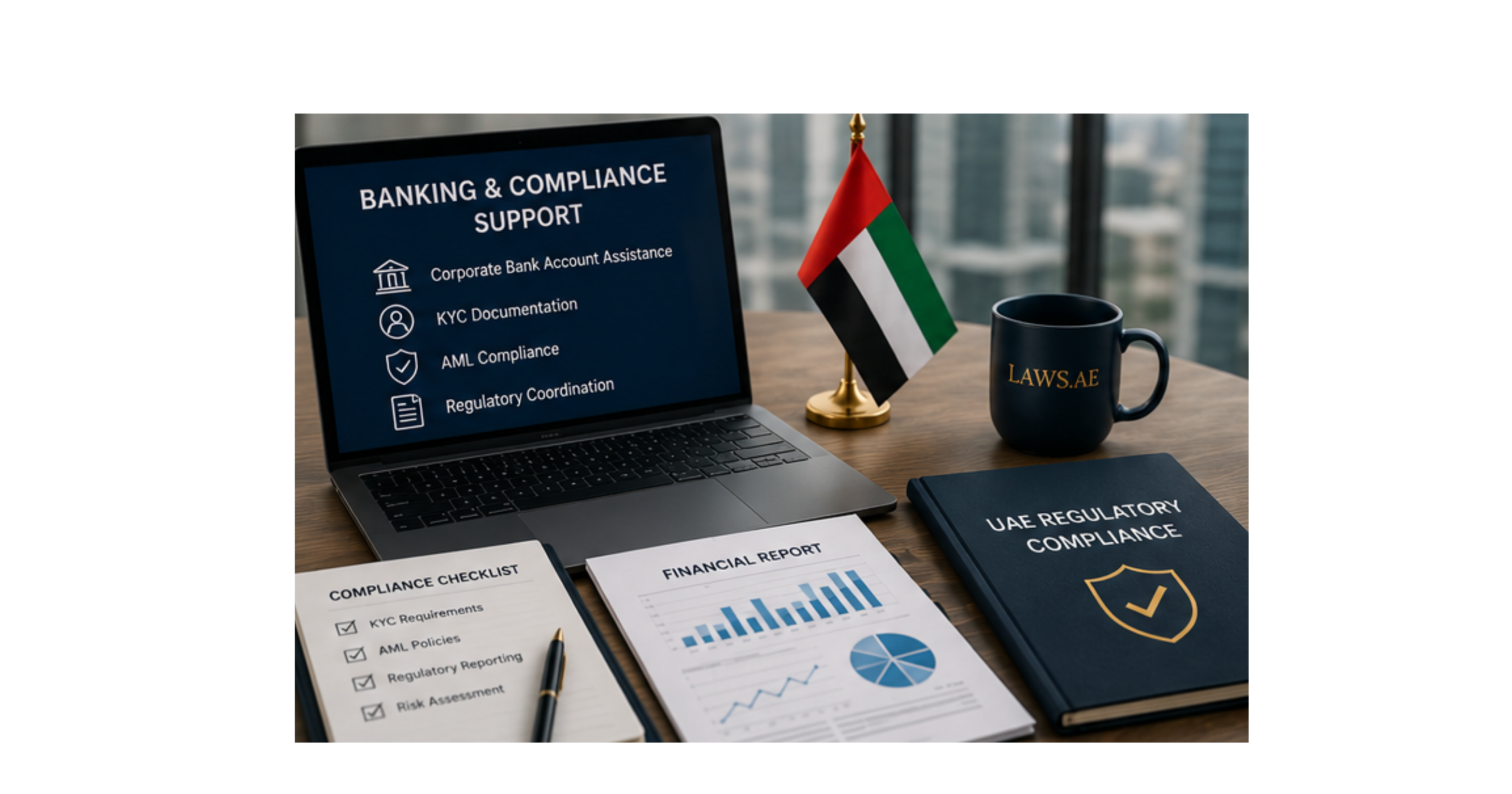 Banking and compliance support as part of Corporate Legal Consultation services for UAE businesses.